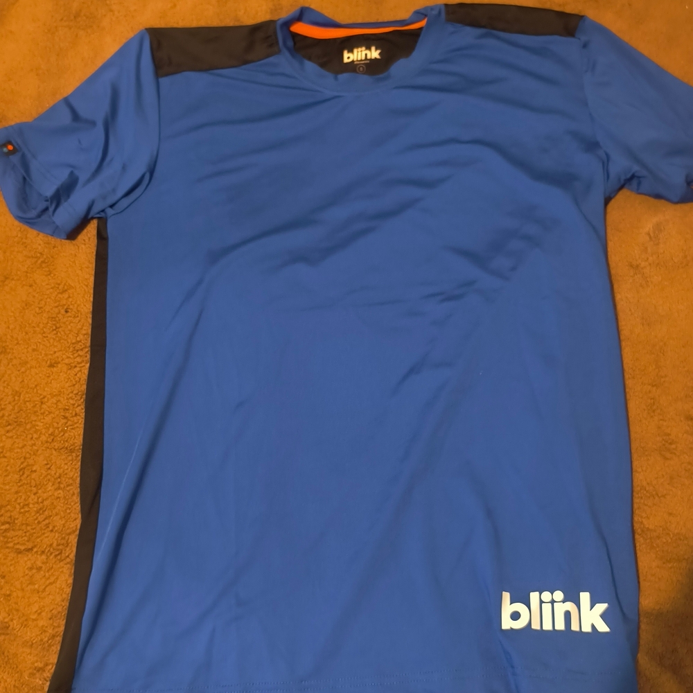 Blink Men's Short Sleeve Athletic Tee — Blue with Black Accents